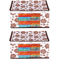 Acnos Premium Brand Metalic Brown Design White Chain 12 Piece Non Woven Large Size Saree Cloth Cover Set Pack Of 2