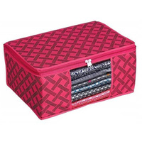 Acnos Non-Woven Premium Brand Metalic Pink Design Pink Chain 12 Piece Non Woven Large Size Saree Cloth Cover Set Pack Of 1