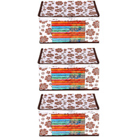 Acnos Premium Brand Metalic Brown Design White Chain 12 Piece Non Woven Large Size Saree Cloth Cover Set Pack Of 3