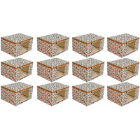 Acnos Non-Woven Premium Brand Metalic Green Orange Beige Design Yellow Chain 12 Piece Non Woven Large Size Saree Cloth Cover Set Pack Of 12