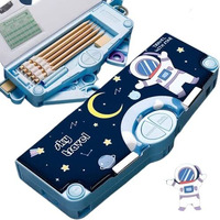Invite Enterprise Plastic Multifunctional Pencil Box For Kids,Space Boys,Kids Boys & Girls,Magnetic Boys,Pop Up Box,Space Theme Return Gifts Kids (Space Box)-Blue