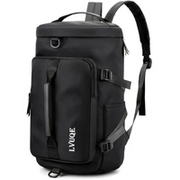 Ts With Techsun 35 Litres Gym Bag For Men And Women Sports Duffle Yoga Swimming Hiking Camping Travel Backpack Weekender Overnight Luggage Bag With Shoes Compartment (Black)