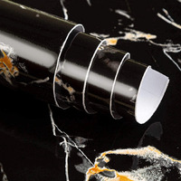 Nareval Wallpaper For Kitchen Black Gold Wallpaper Oil Proof Waterproof Furniture Kitchen Wallpaper Self Adhesive Wallpaper Black Marble Wallpaper (Size 60 * 200 Cm) (Black Gold J1)