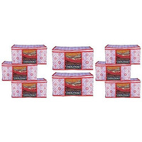 Acnos Premium Metalic Red Design White Chain 8 Piece Non Woven Large Size Cloth Cover Set Pack Of 8