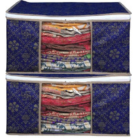 Acnos Premium Metalic Blue Design White Chain 2 Piece Non Woven Large Size Cloth Cover Set Pack Of 2