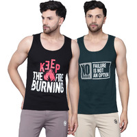 Designer Men Vest Versatile Cotton Sando/Baniyan/Ganji For Boys - Perfect For Gym Workouts, Vacations, And Beaches (In, Alpha, M, Regular, Black, Bottle Green)