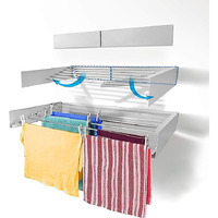 Jd Fresh Plastic Foldable Wall Mount Cloth Drying Stand Cloth Drying Stand Wall Mounted Wall Hanging Cloth Stand For Drying Clothes In Balcony Wall Hanger For Clothes Drying Color - Grey