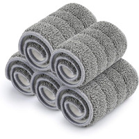 Home Cube 5 Pc Flat Mop Head Refill Replacement Microfiber Mop Pads For Wet & Dry Mops Floor Cleaning Pads - (33X12Cm)