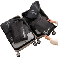 House Of Quirk 6Pcs Set Travel Organizer Packing Cubes Lightweight Travel Luggage Organizers With Laundry Bag Or Toiletry Bag (Black)