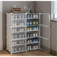 Aysis Shoe Rack Organizer, 36 Pair Shoe Storage Cabinet With Door Expandable Plastic Shoe Shelves For Closet,Heels,Boots,Slippers (12-Shelf, White)