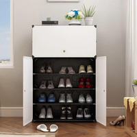 Aysis Shoe Rack Organizer, 36 Pair Shoe Storage Cabinet With Door Expandable Plastic Shoe Shelves For Closet,Heels,Boots,Slippers (6-Shelf-3-Door, Black)