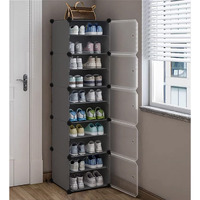 Aysis Shoe Rack Organizer, 36 Pair Shoe Storage Cabinet With Door Expandable Plastic Shoe Shelves For Closet,Heels,Boots,Slippers (10-Shelf, Grey)