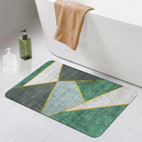 Story@Home Bathroom Mat Set Of 1, Anti-Skid Nappa Leather Bathroom Mats Water Soak, 60X40 Cm, Green Geometric Design, Kitchen Accessories Items For Home & Bathroom, Perfect Home Decor Items For Hall