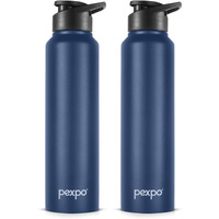 Pexpo Chromo Stainless Steel Sports/Fridge Sipper Water Bottle 750Ml, Denim Blue Pack Of 2 | Eco Friendly | Bpa Free | Water Bottle For Office, Gym, School, Yoga, Trekking, Men, Women And Kids