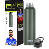 Pexpo Chromo Pro Stainless Steel Sports/Fridge Sipper Water Bottle 750Ml, Military Green | Eco Friendly |Water Bottle For Office, Gym, School, Yoga, Trekking, Men, Women And Kids | Rcb Edition