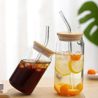 Kikiluxxa Can Glass Sipper Coffee Mug With Lid Set Of 2Pc For Cold Drink Mojito Soda Smoothies Whiskey Icedcoffee Cocktail Ice Tea Juice Milk Green Tea Beer Glasses For Bar Parties Home -540Ml