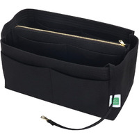 Greensheep Purse Organizer Insert For Handbags, Premium Felt Organizer With Zipper Pocket (Large, Black)