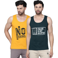 Designer Men Vest Versatile Cotton Sando/Baniyan/Ganji For Boys - Perfect For Gym Workouts, Vacations, And Beaches (In, Alpha, Xl, Regular, Bottle Green, Mustard)
