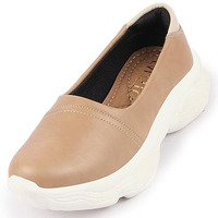 Fausto Fst Fjdwc-7001 Beige-39 Women's Beige Outdoor Fashion Stitched Slip On Shoes (6 Uk)