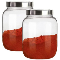Vency Glass Jar 3000 Ml | Round Jars For Kitchen | Transparent Containers For Kitchen Pantry, Flour, Cereal, Masala, Dry Fruits | See Through Cap | Set Of 2