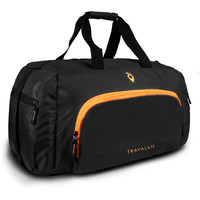 Travalate Travel Duffle Luggage Bag Organizer | Multi Pocket Ultra-Light| Polyester 45 Litre | Men And Women | 22 X 12 X 11 Inch (Black)