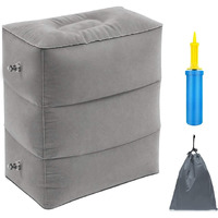 About Space Travel Foot Rest Pillow - Inflatable Foot Rest With Hand Pump & Drawstring Bag For Flight & Car - Portable & Height Adjustable Leg Rest Pillow For Kids, Adults L 40 X B 25 X H 46 Cm - Grey