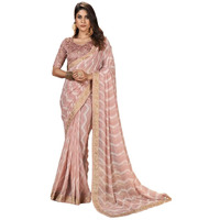 Siril Women's Laheriya Printed Georgette Saree With Unstitched Blouse Piece (3252S588_Dusty Pink)