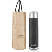 Pexpo Flamingo|Isi Certified|Vacuum Insulated Hot & Cold Stainless Steel Flask|Jute Bag|- 500Ml Knight Black |Steel Bottle|Thermoflask|Leak Proof|Travelling|School & Trekking|Office|Men, Women & Kids