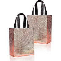 Drapme Medium Size Pack Of 10 Pcs Glossy Metallic Laminated Non-Woven Reusable Eco-Friendly Party Return Gift Bags (Rose Gold) (Medium 12X13X4 Inch)