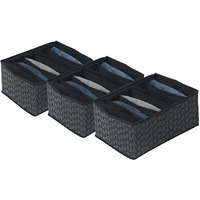 Double R Bags Clothes Drawer Organizer For Jeans,Wardrobe Clothes Organizer For Folded Clothes,Clothes Storage Organizer For Jeans,Sweater,Dresses,T-Shirts. (Black Print, Pack Of 3)