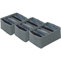 Double R Bags Clothes Drawer Organizer For Jeans,Wardrobe Clothes Organizer For Folded Clothes,Clothes Storage Organizer For Jeans,Sweater,Dresses,T-Shirts. (Grey Print, Pack Of 3)