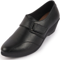 Fausto Fst Fjdwc-7003 Black-42 Women's Black Outdoor Fashion Hook And Loop Platform Heel Wedges (9 Uk)
