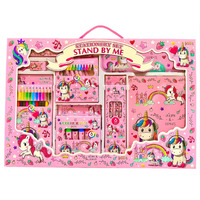 Sillyme 41 Pcs Mega Unicorn Stationery Set For Girls - Birthday Gift For Girls - Metal Geometry Box For Girls, Pencil Colour Sets., Unicorn Diary, Crayon, Skech Pens, Pencil Eraser Scale
