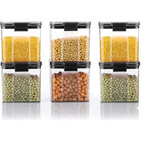 Kwer 700Ml Air Tight Container Set For Home Kitchen Items Storage Containers Set Food Containers (Plastic, Pack Of 12), Black