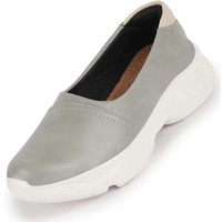 Fausto Women's Outdoor Fashion Stitched Slip On Shoes (Grey, 4)
