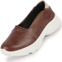 Fausto Women's Outdoor Fashion Stitched Slip On Shoes (Brown, 8)