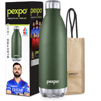 Pexpo Electro Pro Hot & Cold Isi Certified With Jute Bag | Stainless Steel Water Bottle -1800Ml Military Green | Thermoflask | Office Bottle | Workout | Travelling | Home | Rcb Edition