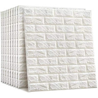Deetto Brick Wallpaper - Self Adhesive Pe Foam Brick Design 3D Wall Stickers Full Coverage Diy Wallpaper For Home Hotel Living Room Bedroom & Caf? 70 X 77Cm, Appx. 5.8Sq Feet White Pack Of 30