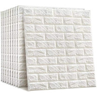 Brick Wallpaper - Self Adhesive Pe Foam Brick Design 3D Wall Stickers Full Coverage Diy Wallpaper For Home Hotel Living Room Bedroom & Cafe 70 X 77Cm, Appx. 5.8Sq Feet White -Pack Of 25