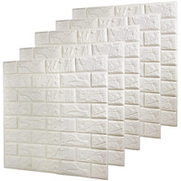 Deetto Brick Wallpaper - Self Adhesive Pe Foam Brick Design 3D Wall Stickers Full Coverage Diy Wallpaper For Home Hotel Living Room Bedroom & Caf? 70 X 77Cm, Appx. 5.8Sq Feet White Pack Of 10