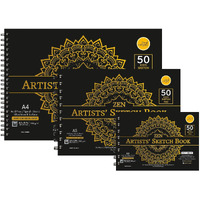 Zen Sangam Artists - Spiral Sketchpad Drawing Notebook Combo (A4, A5, A6) - 160 Gsm - Ultra Smooth Surface - 50 Sheets (100 Pages) Each - Size (29.7X21Cm, 21X14.8Cm, 14.8X10.5Cm) - Wiro Sketchbook