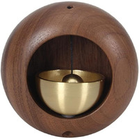 Homeessentials Japanese Style Round Wooden Door Bell Magnetic - Small Doorbell With Brass/Door Opening Call Bell For Home Office Store Entry Alert Chime (Round)