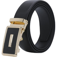 Labnoft Men's Pu Leather Auto Lock Belt (Black, Belt-003-Gl-Black-Xl)