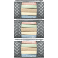 Acnos Clothes Storage Organizer Grey Design White Chain 3 Piece Non Woven Large Size Cloth Cover Set Pack Of 3