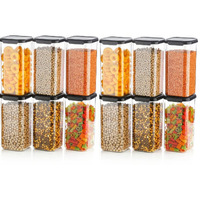 Matic Houseware Plastic 1500Ml Airtight Containers Set For Kitchen Storage And Containers Storage Box For Pantry Organization And Kitchen Storage,Kitchen Accessories(Set Of 8) Black