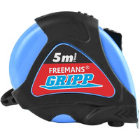 Freemans Gripp 5M:19Mm Steel Inchi Measuring Tape - 5M (Blue) With Rubberized Unbreakable Abs Case || Pausebutton || Click Action Front Lock And Belt Clip