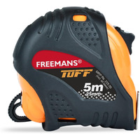 Freemans Tuff 5M:25Mm Steel Inchi Measuring Tape - 5M With A Non Slip Rubber Covered Abs Case || Double Side Printing || Click Action Front Lock And Belt Clip