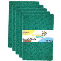 Kitchen Clean  5 Pcs Large Kitchen Scrubs | Juna For Kitchen Dish Washing | Clean Shine Non Scratch Brite Scrub Pads | Long Lasting Utensils Scrub Pads (Green, Large 4X6 Inch, Pack Of 5 Pcs)