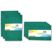 Kitchen Clean  7 Pcs Scrub Pads | Dish Wash Juna Scrubber Clean Shine Brite Utensils Scrub Pads - Green, Pack Of 7 Pcs (Small 4Pcs + Large 3Pcs)