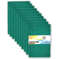 Kitchen Clean  10 Pcs Large Kitchen Scrub Pads | Dish Wash Scrubber | Non Scratch - Durable - Long Skrab Lasting | Clean Shine Brite Utensils (Green, Large 4X6 Inch, Pack Of 10 Pcs)